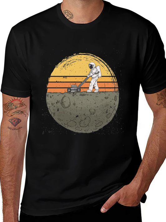 Astronaut Moon Mowing T-Shirt