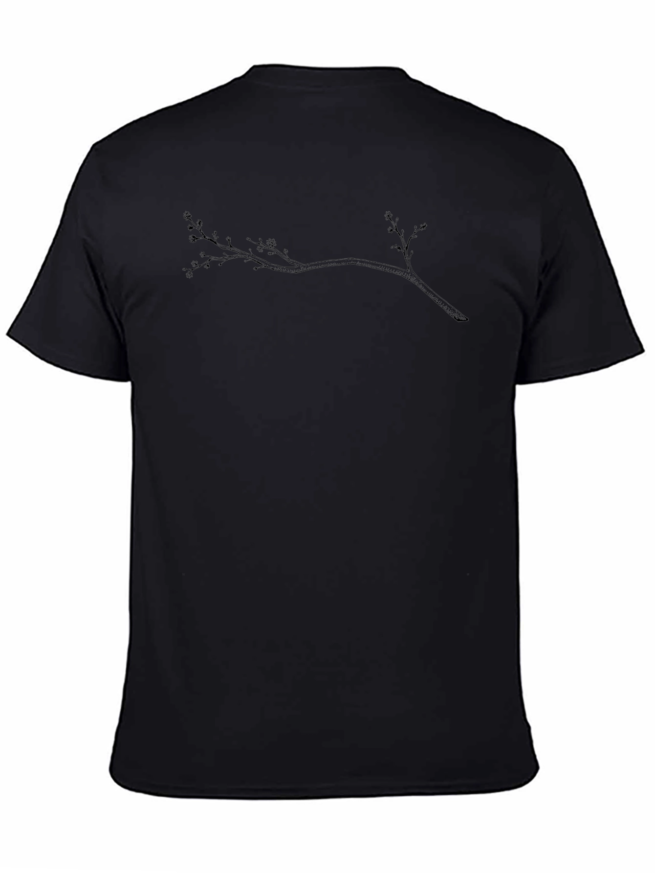 Mens Black T-Shirt with Branch Graphic