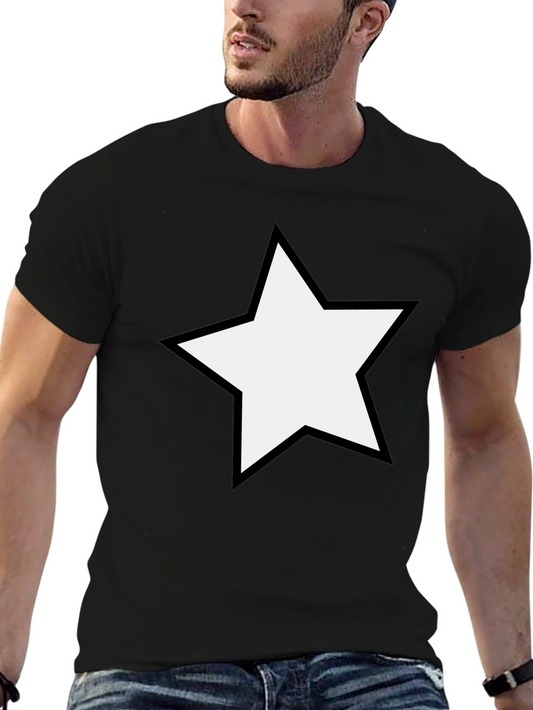 Black T-Shirt with White Star Design