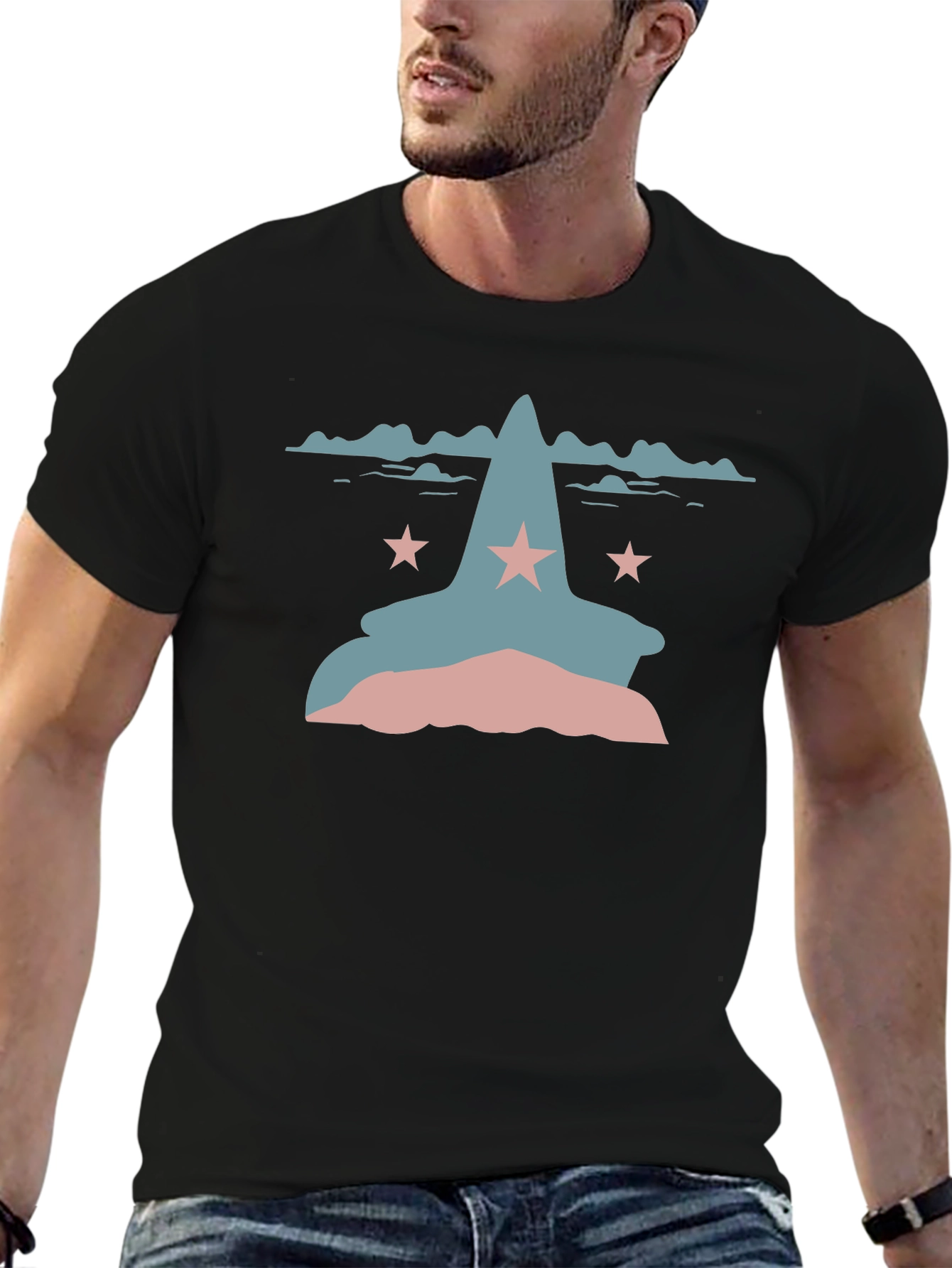 Mountain Star Graphic Tee - Casual Black T-Shirt