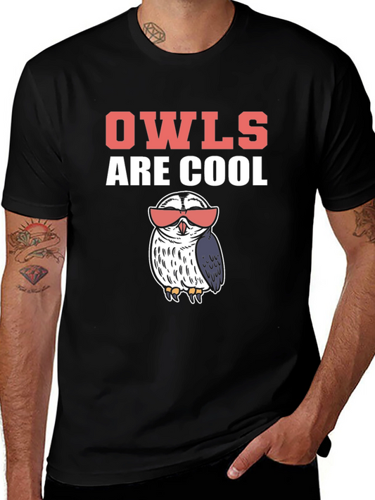 Cool Owls Graphic Tee - Black Cotton T-Shirt