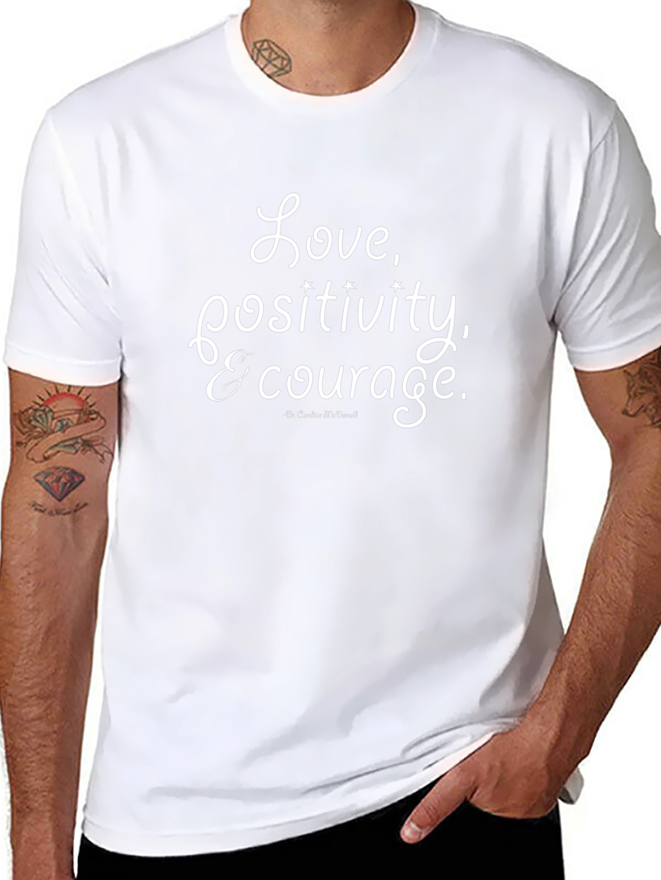 Love Positivity & Courage Black Graphic T-Shirt