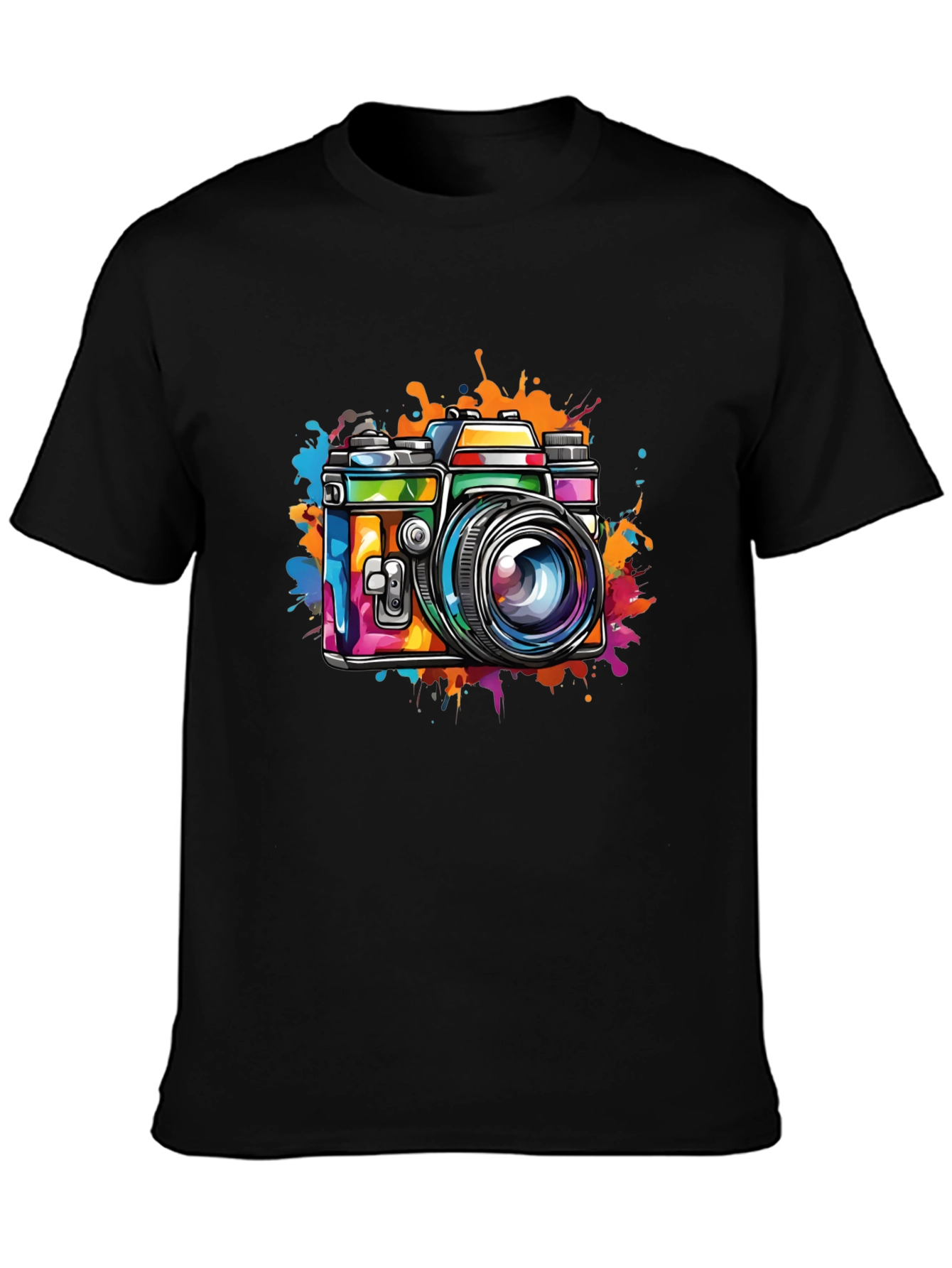 Retro Camera Art Mens Black T-Shirt