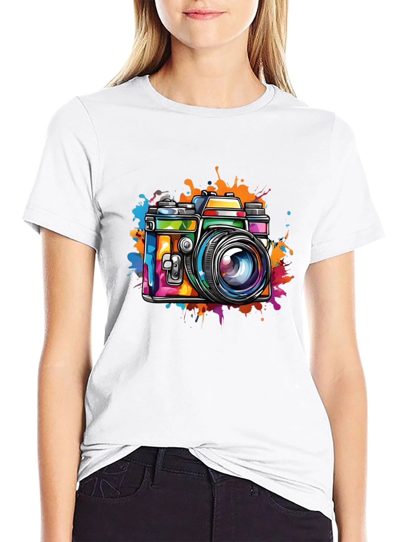 Retro Camera Art Mens Black T-Shirt