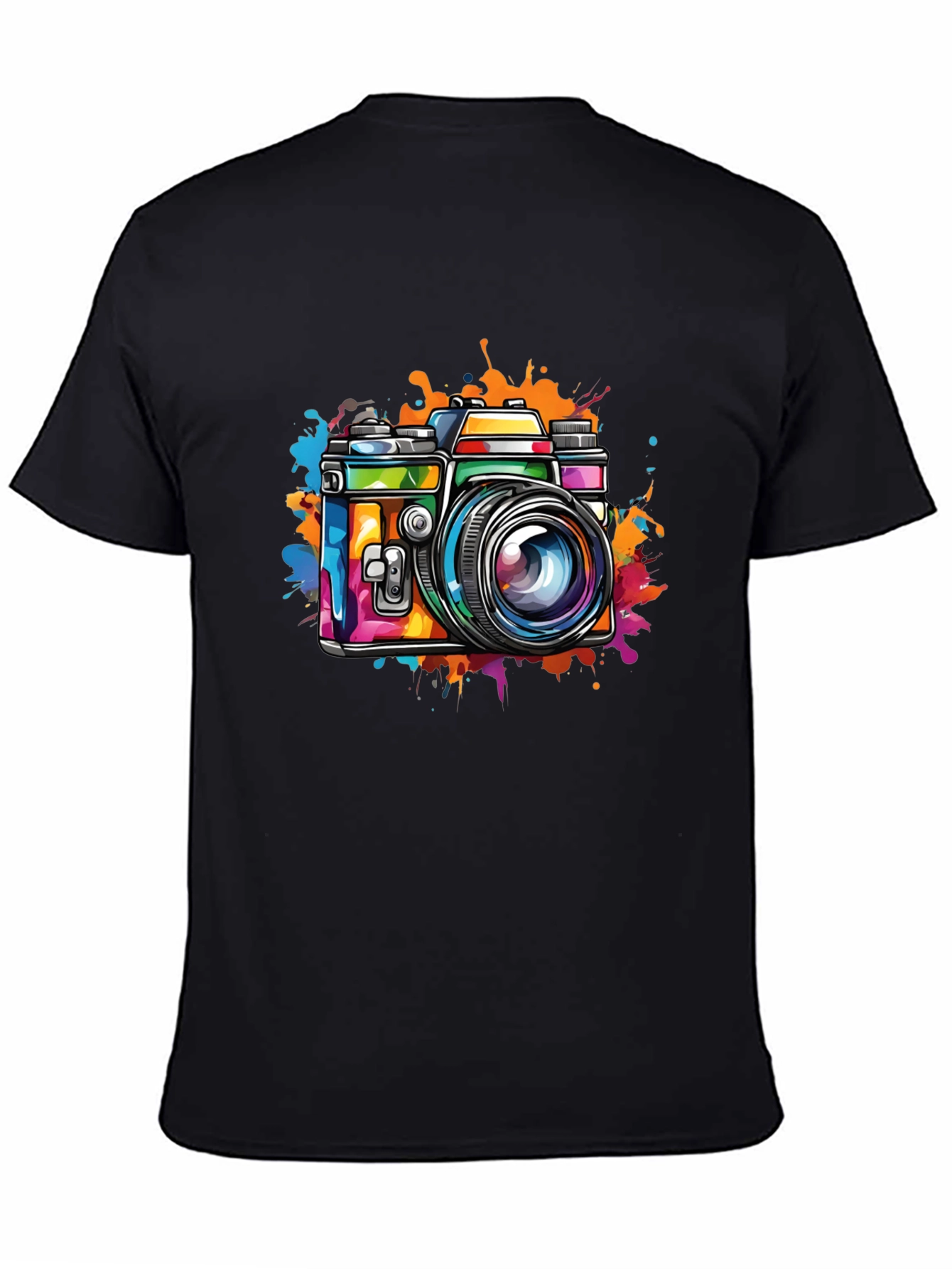 Retro Camera Art Mens Black T-Shirt