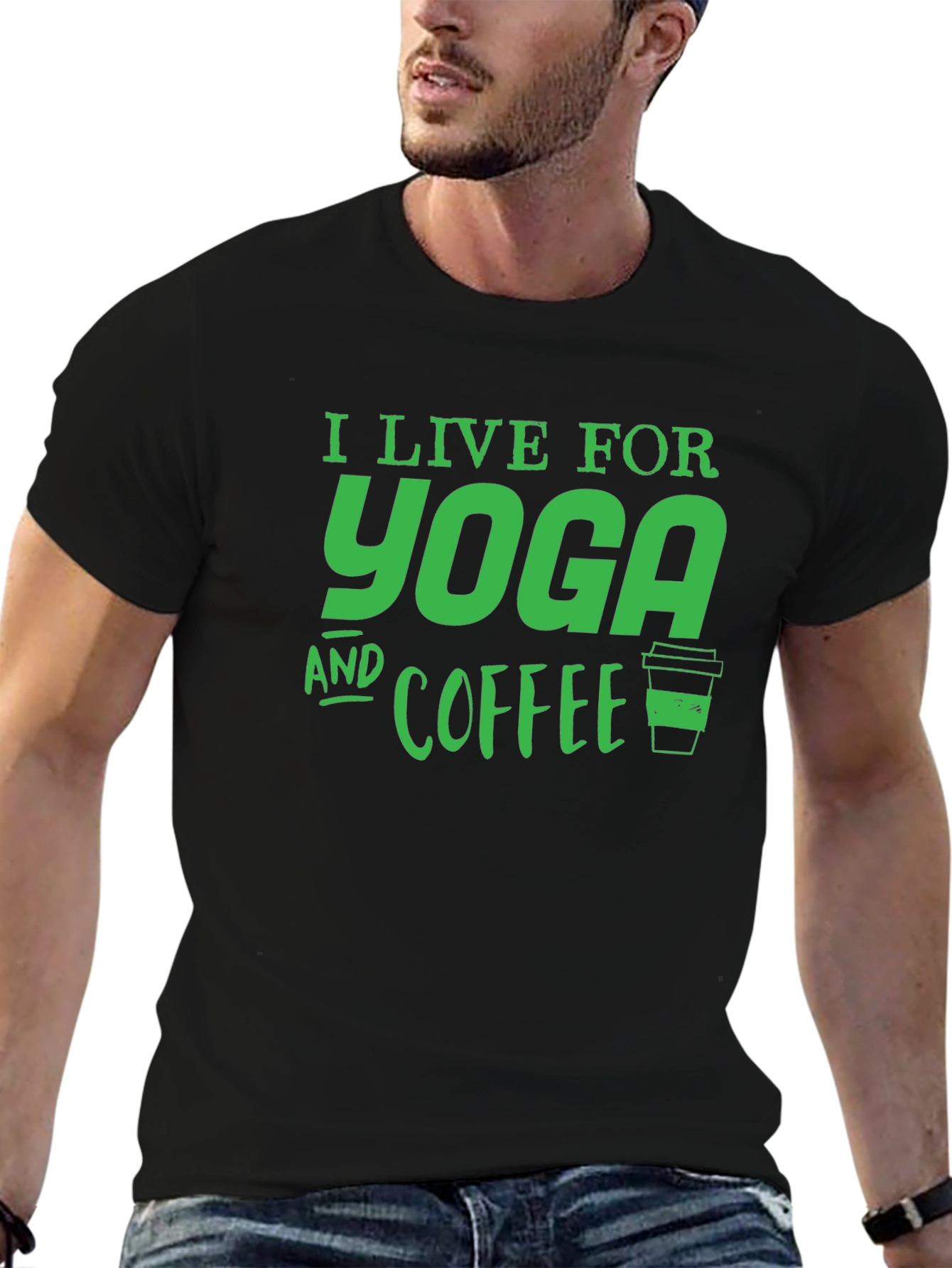 Yoga and Coffee Black T-Shirt