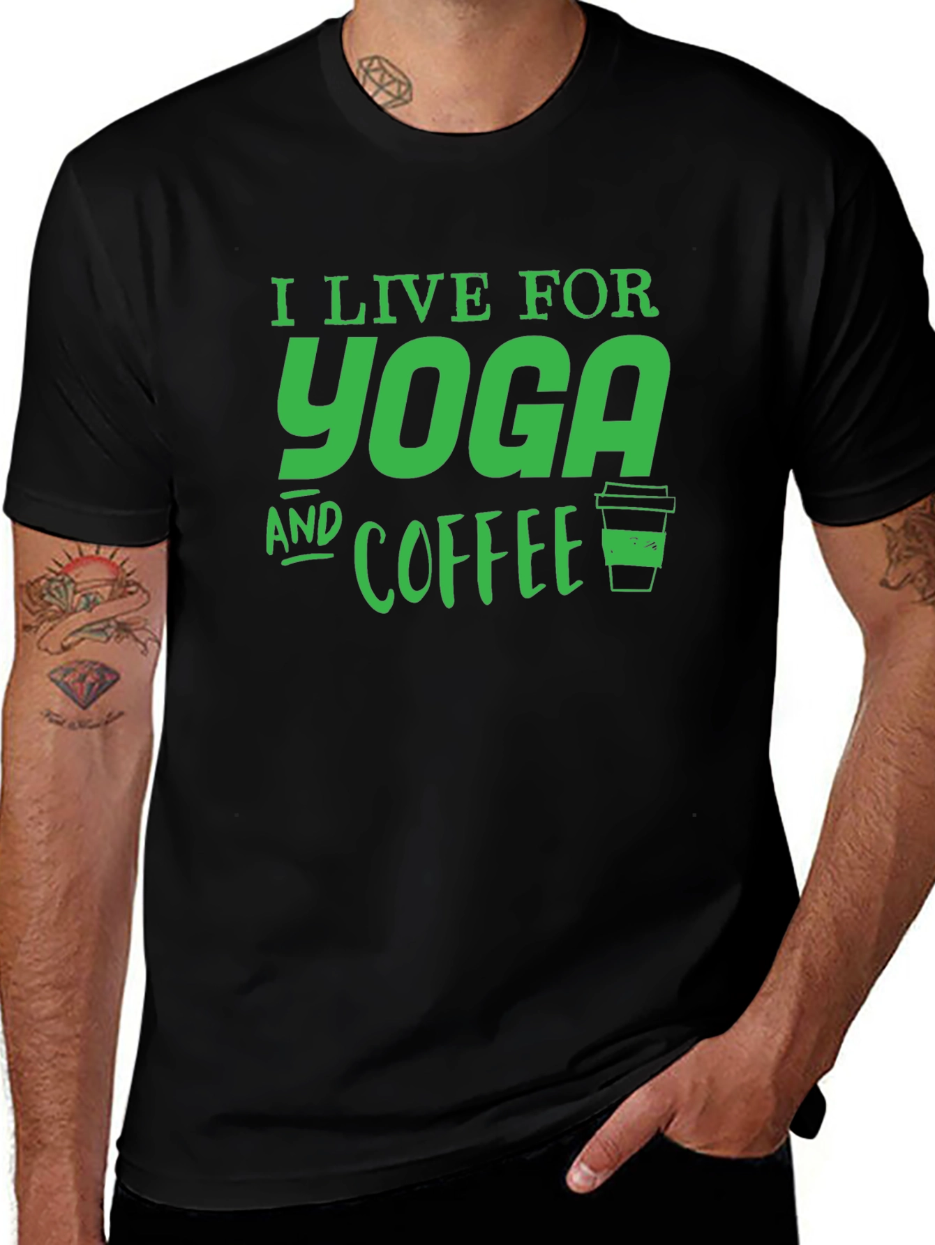 Yoga and Coffee Black T-Shirt