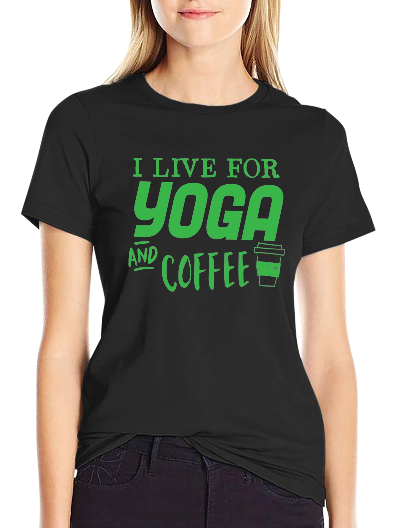 Yoga and Coffee Black T-Shirt