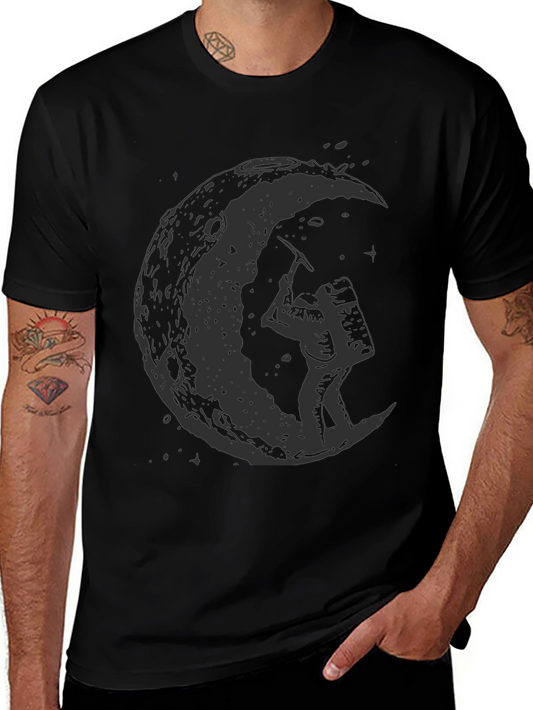 Astronaut Moon Landing Black T-Shirt