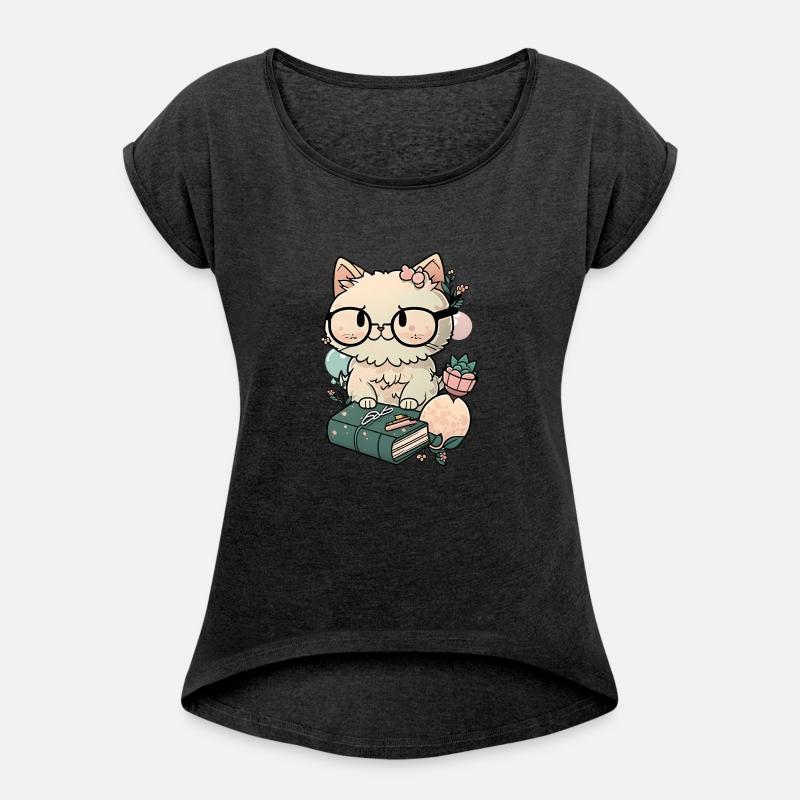 A cat with glasses and book