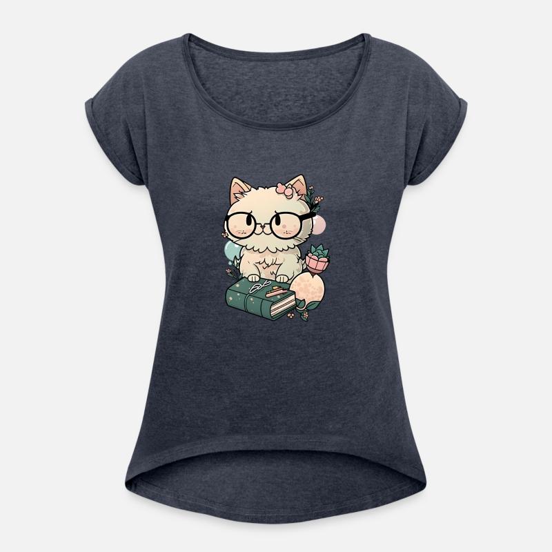 A cat with glasses and book