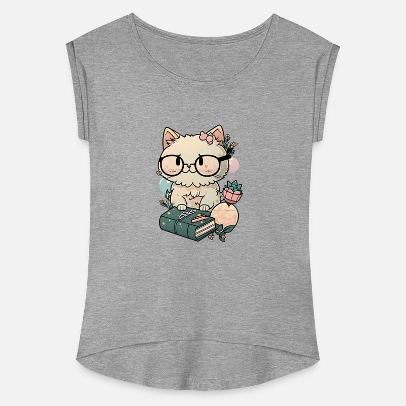 A cat with glasses and book