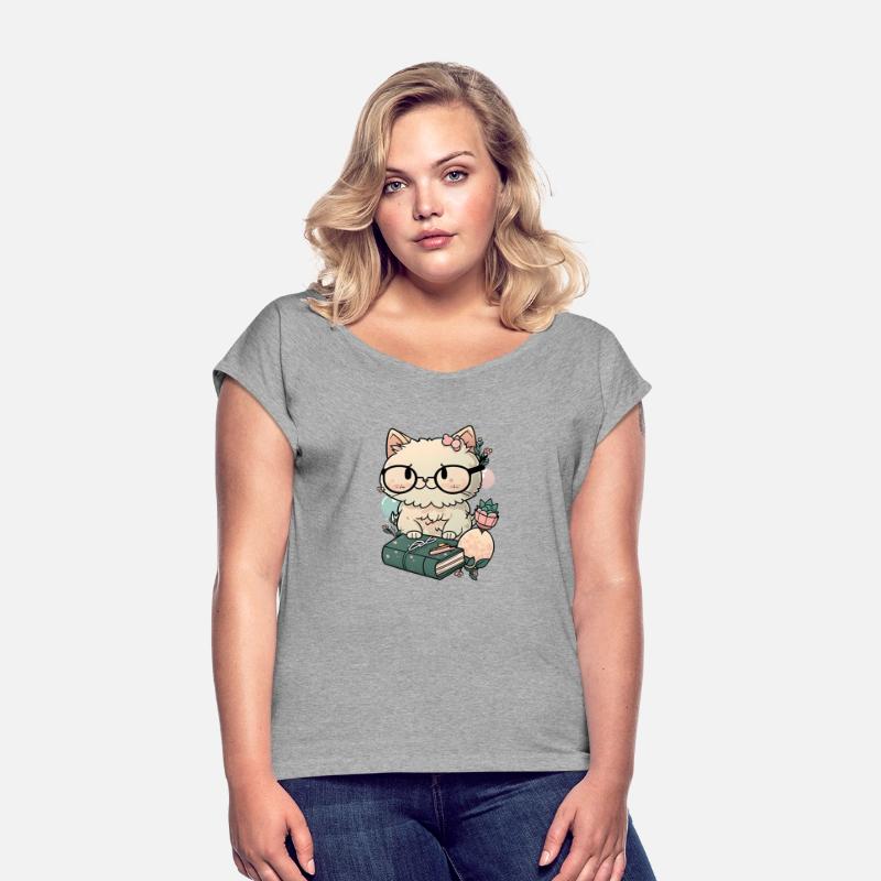 A cat with glasses and book