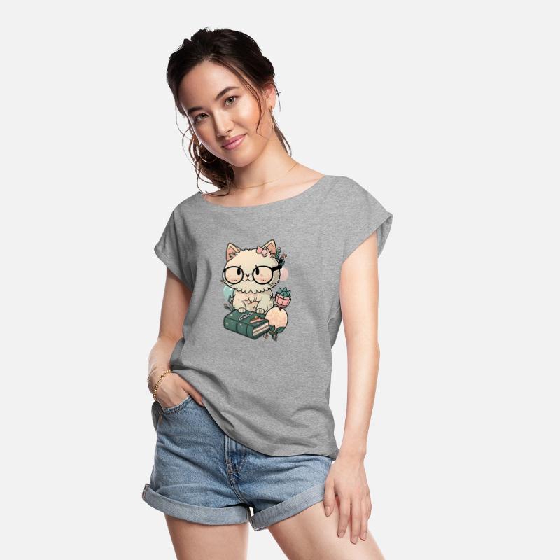 A cat with glasses and book