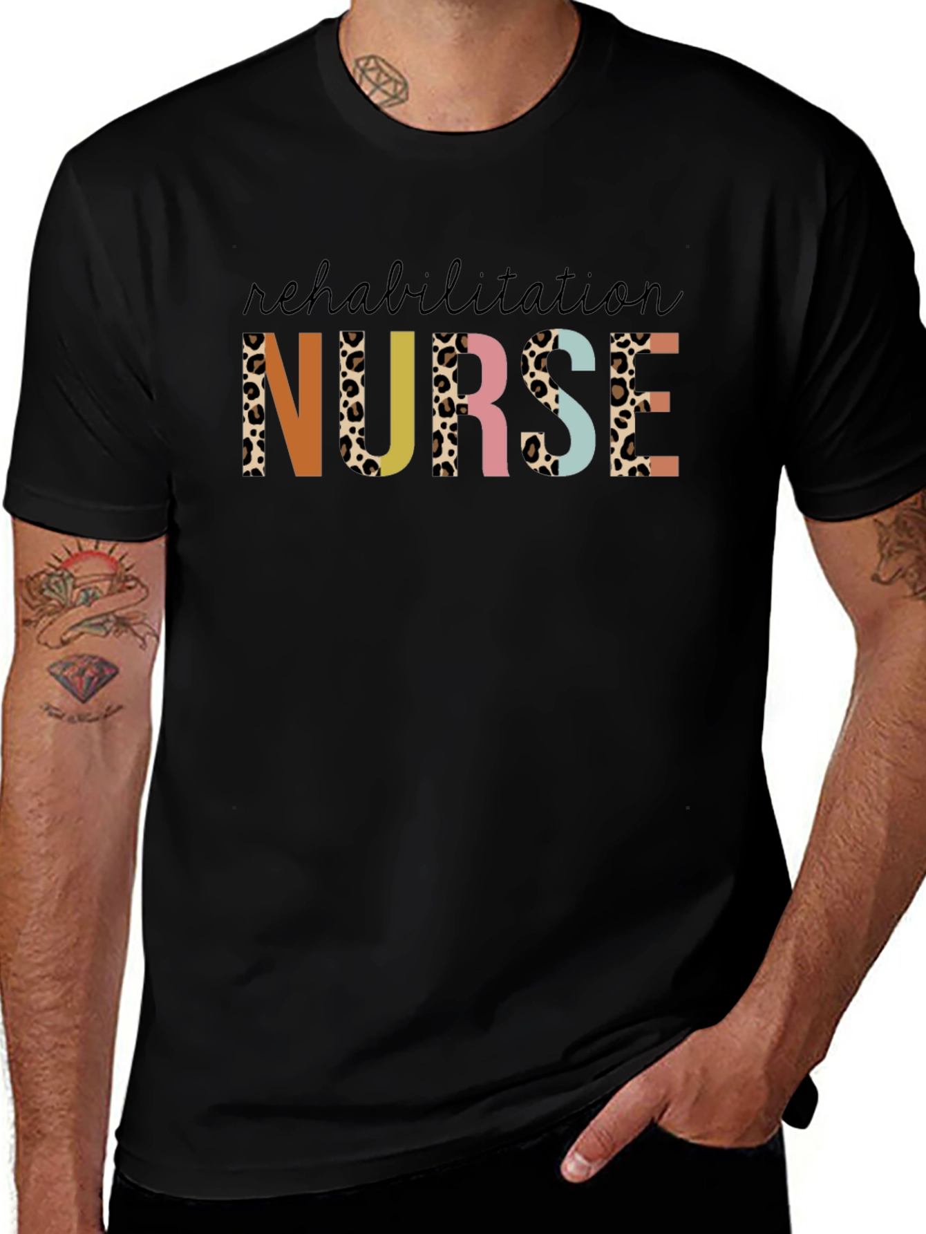 Rehabilitation Nurse Leopard Print Graphic Tee