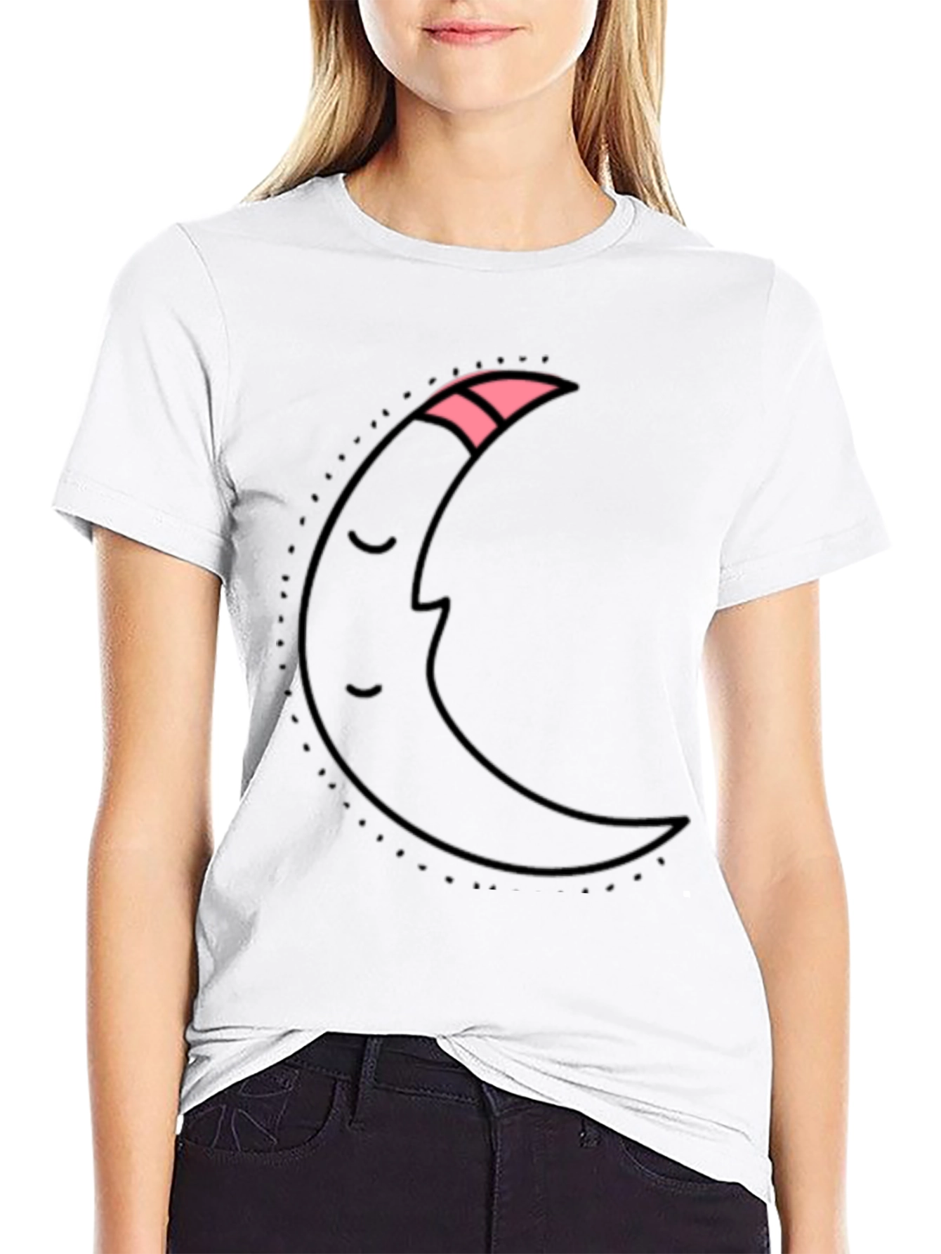 Dreamy Moon Graphic Tee - Black Cotton T-Shirt