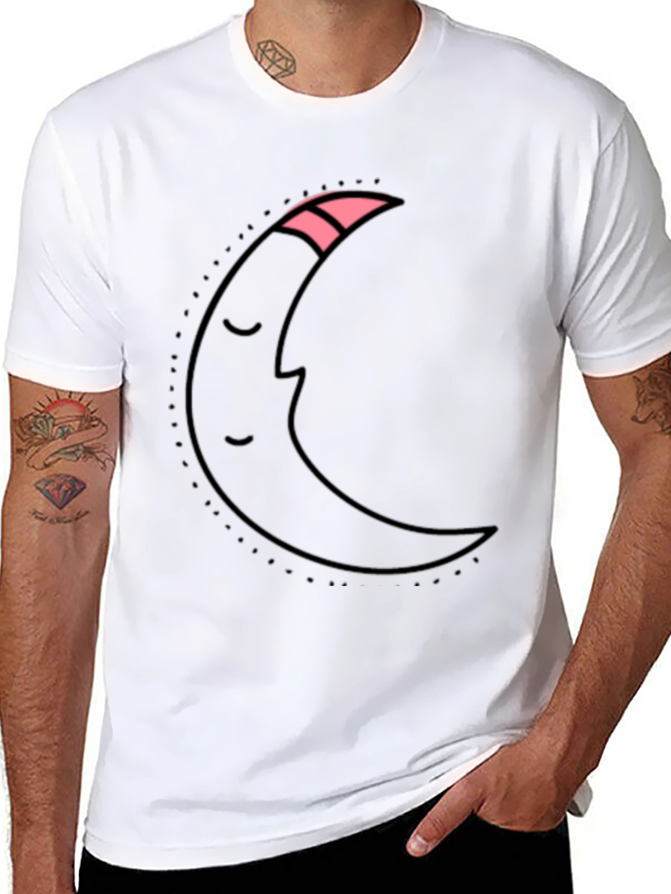 Dreamy Moon Graphic Tee - Black Cotton T-Shirt