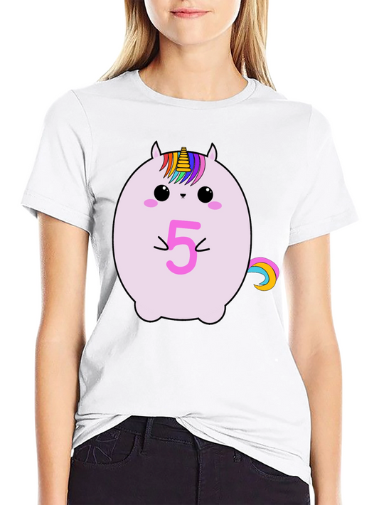 Unicorn Birthday Age 5 Black T-Shirt