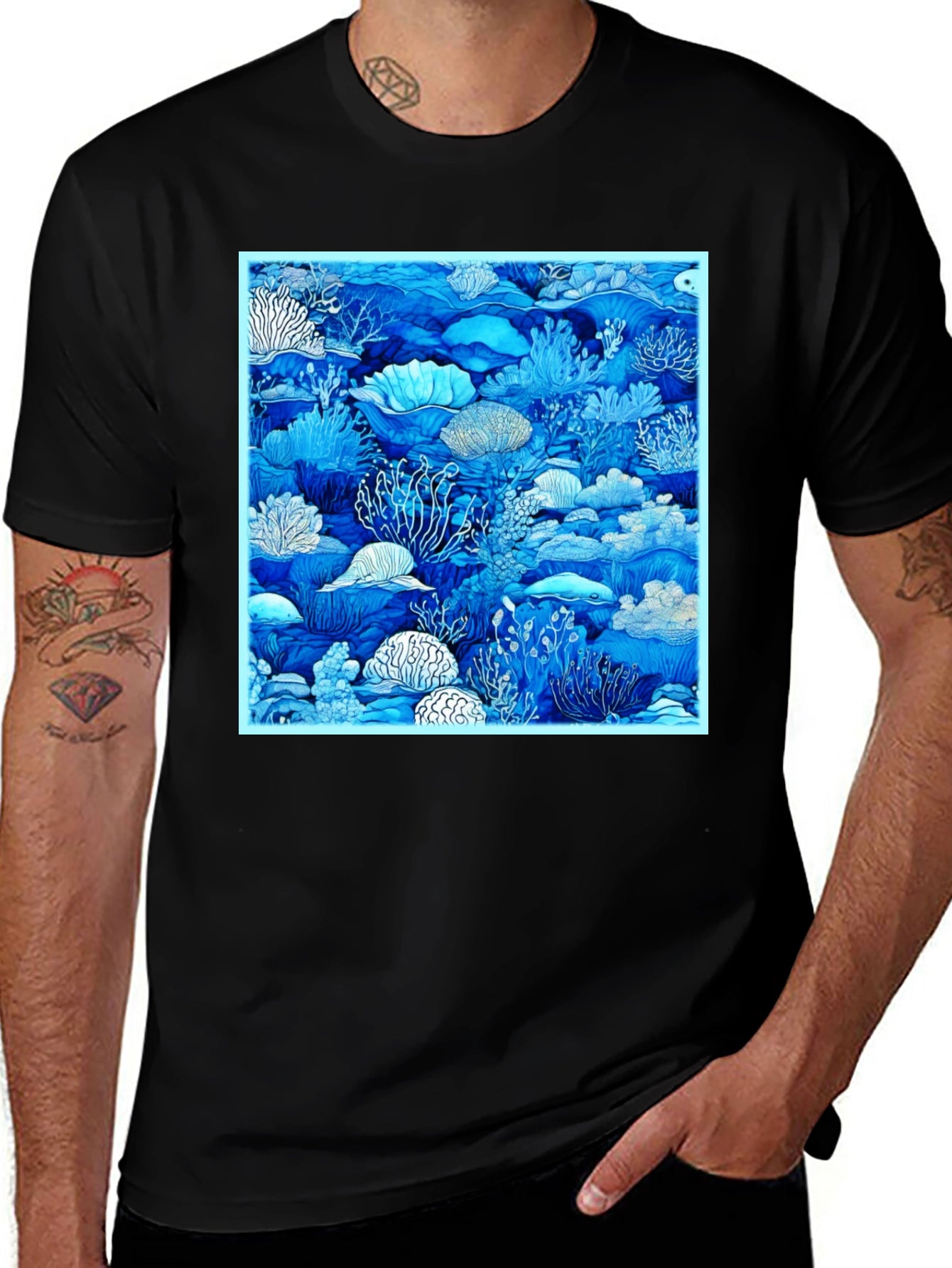 Blue Reef Graphic Tee - Trendy Ocean Lovers Shirt