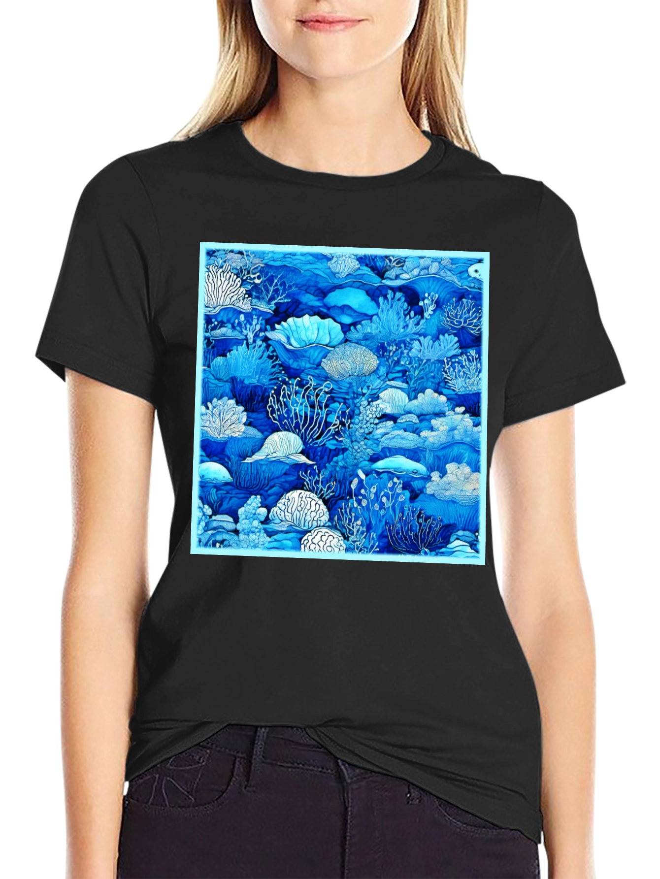 Blue Reef Graphic Tee - Trendy Ocean Lovers Shirt