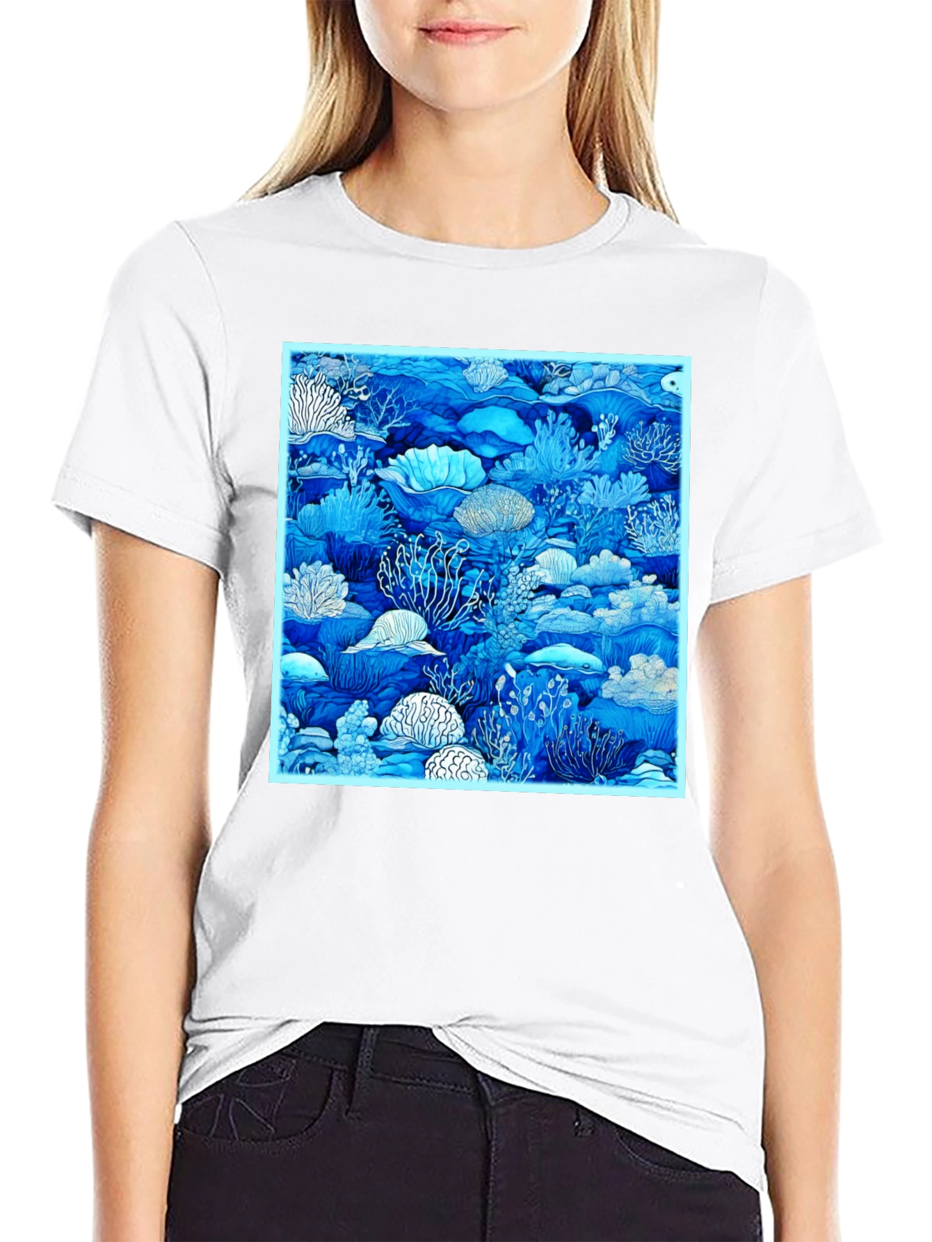 Blue Reef Graphic Tee - Trendy Ocean Lovers Shirt