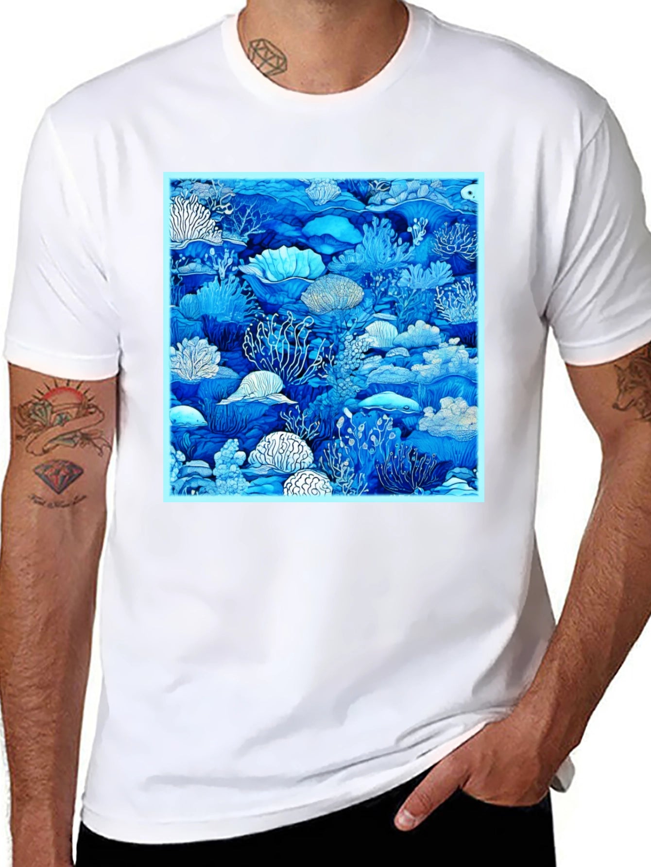 Blue Reef Graphic Tee - Trendy Ocean Lovers Shirt