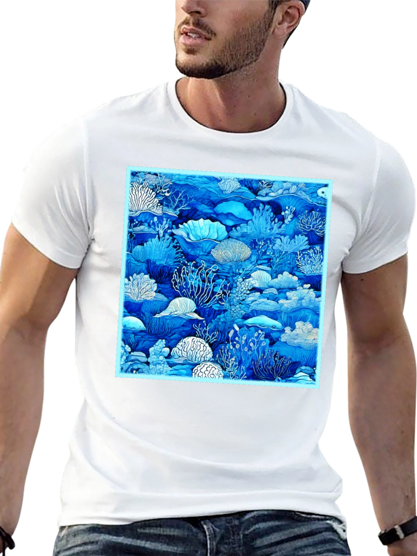 Blue Reef Graphic Tee - Trendy Ocean Lovers Shirt