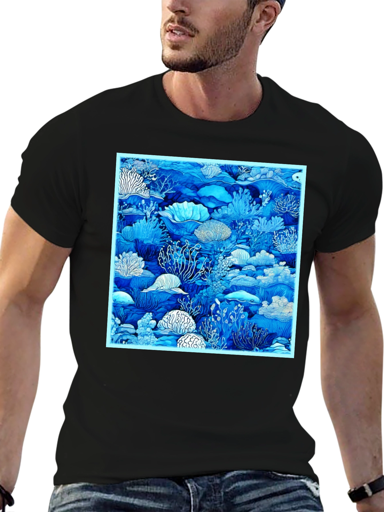 Blue Reef Graphic Tee - Trendy Ocean Lovers Shirt