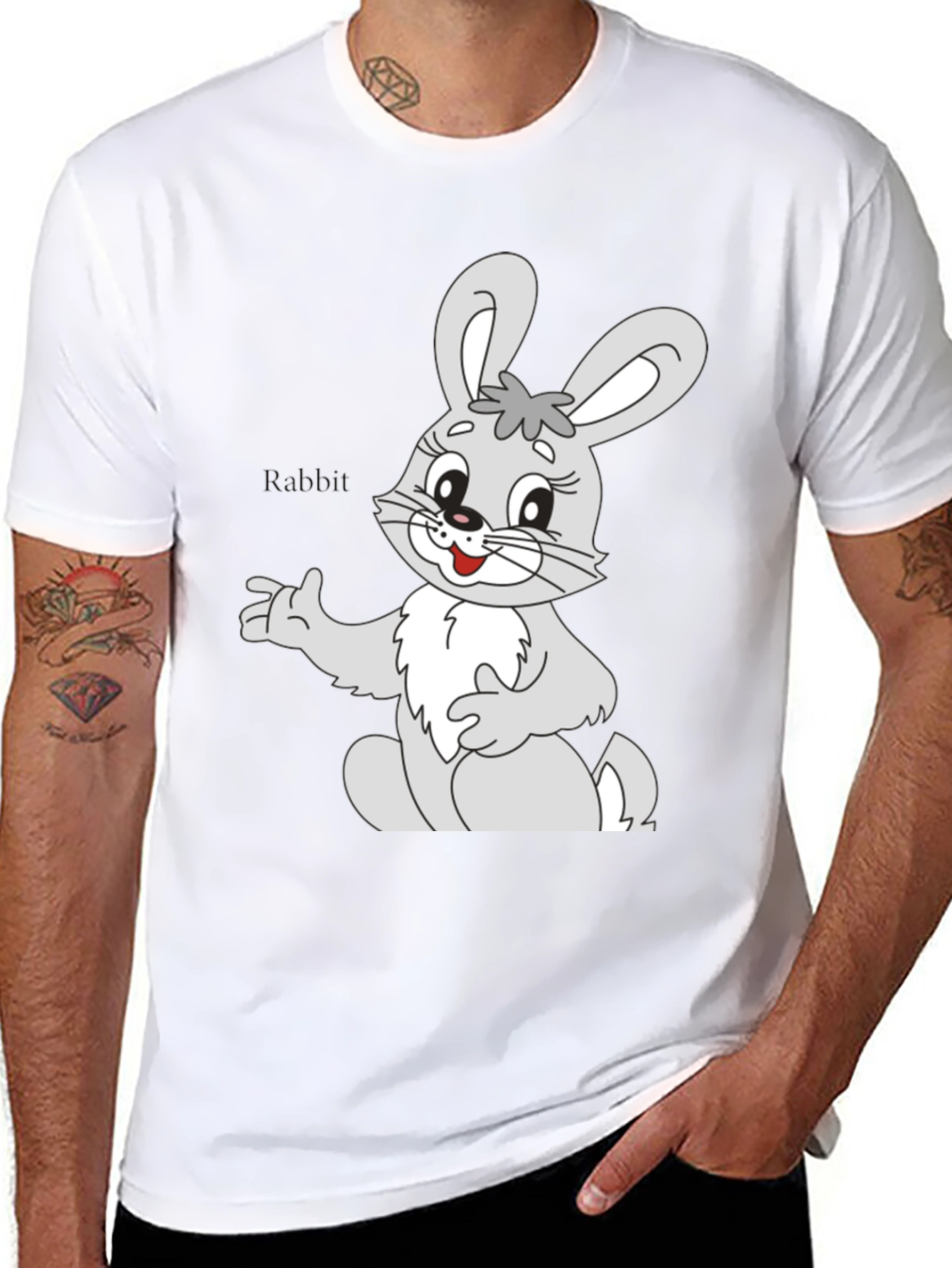 Cute Rabbit Graphic Tee - Soft Cotton Unisex T-Shirt