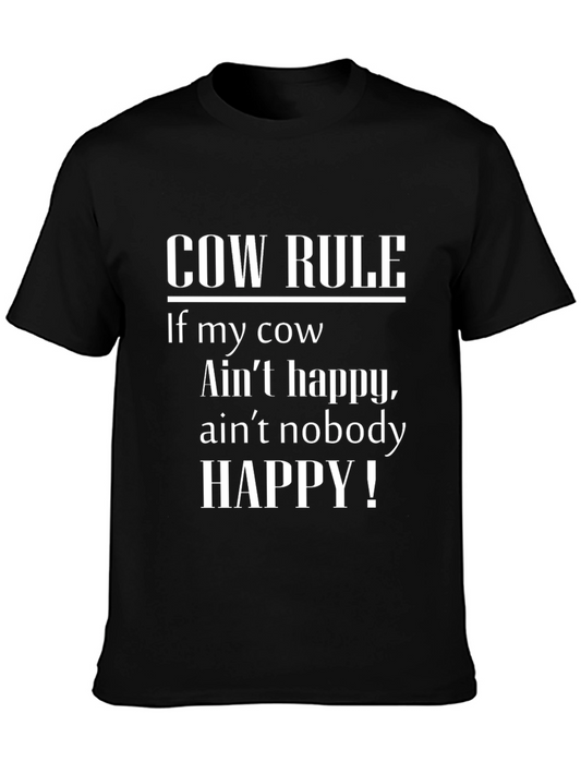 Cow Rule Funny Graphic Tee - Unisex Black T-Shirt