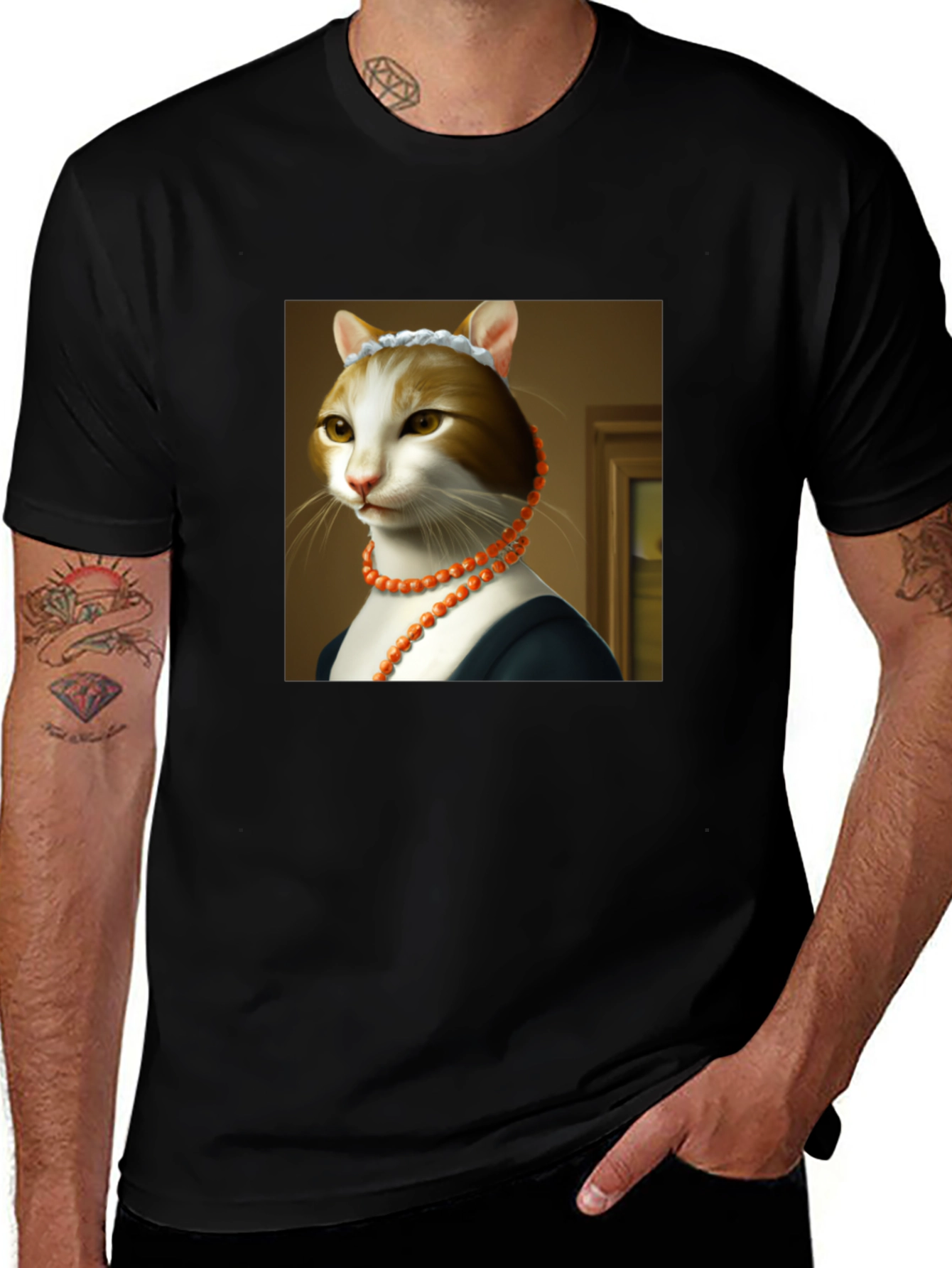 Cat Art T-Shirt -  Funny Renaissance Feline Tee