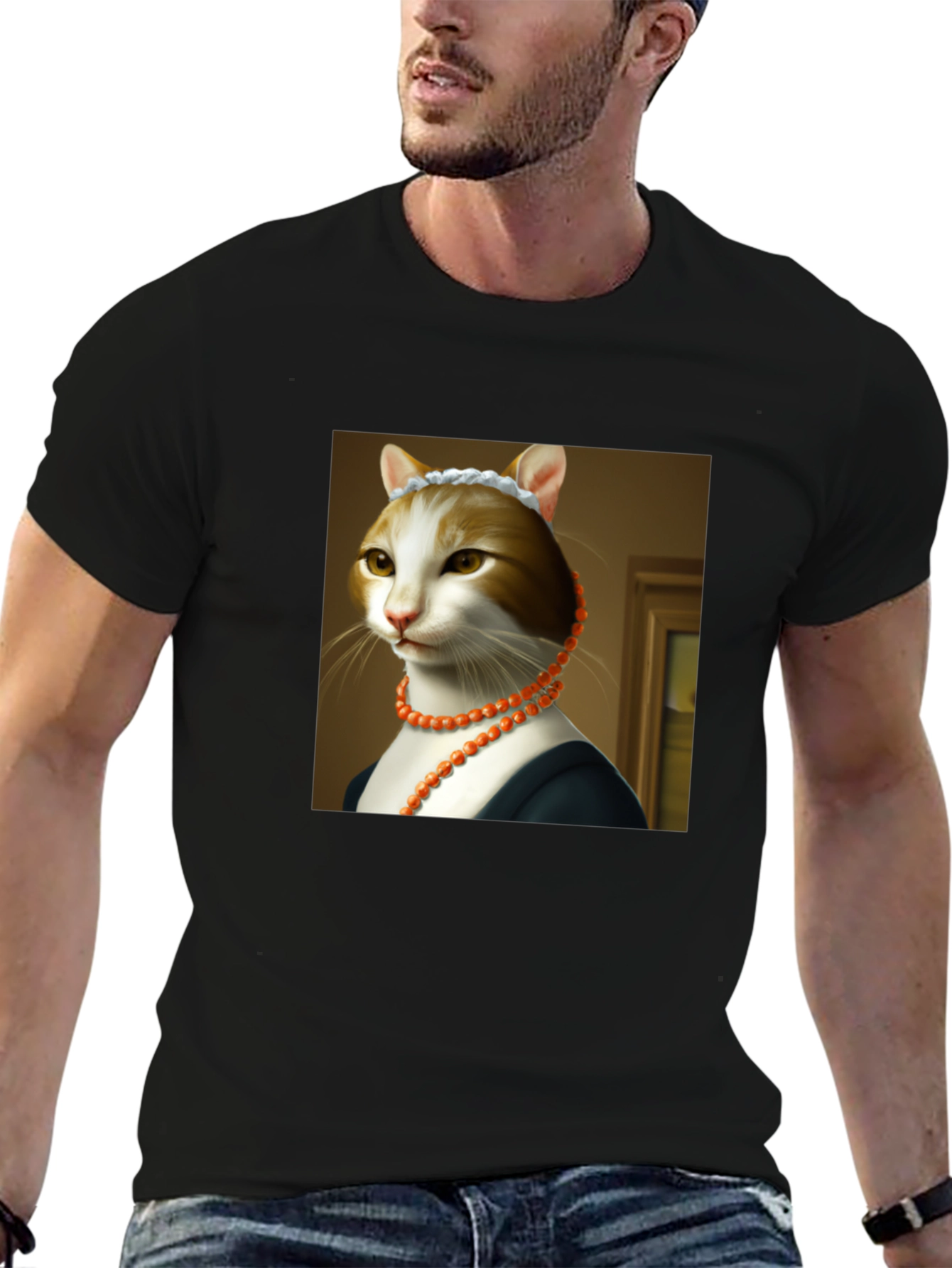 Cat Art T-Shirt -  Funny Renaissance Feline Tee