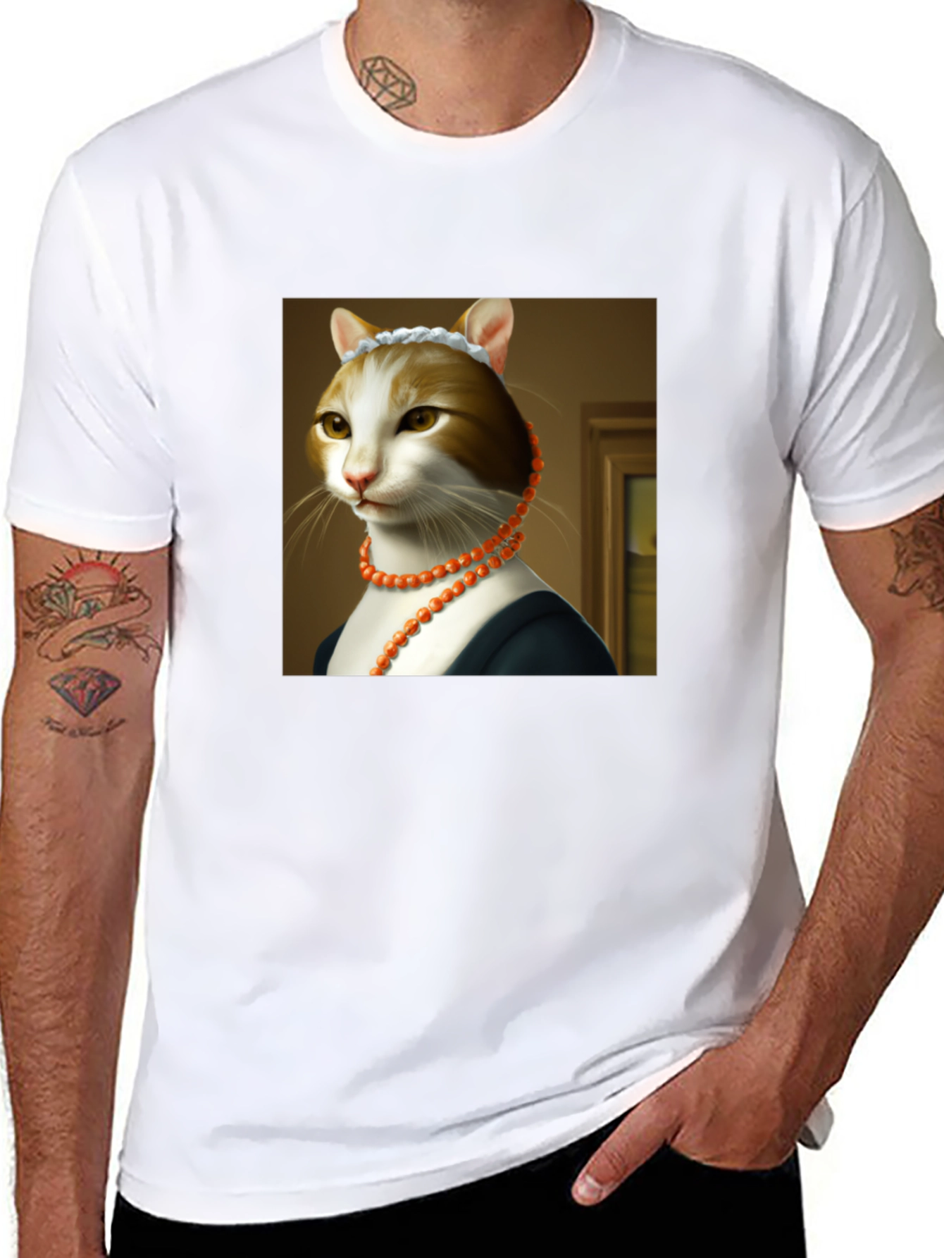 Cat Art T-Shirt -  Funny Renaissance Feline Tee
