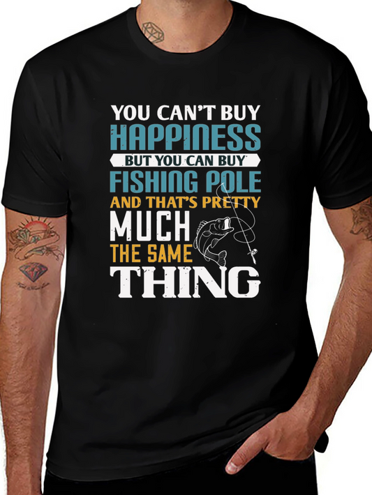 Funny Fishing T-Shirt - Cant Buy Happiness Fishing Pole
