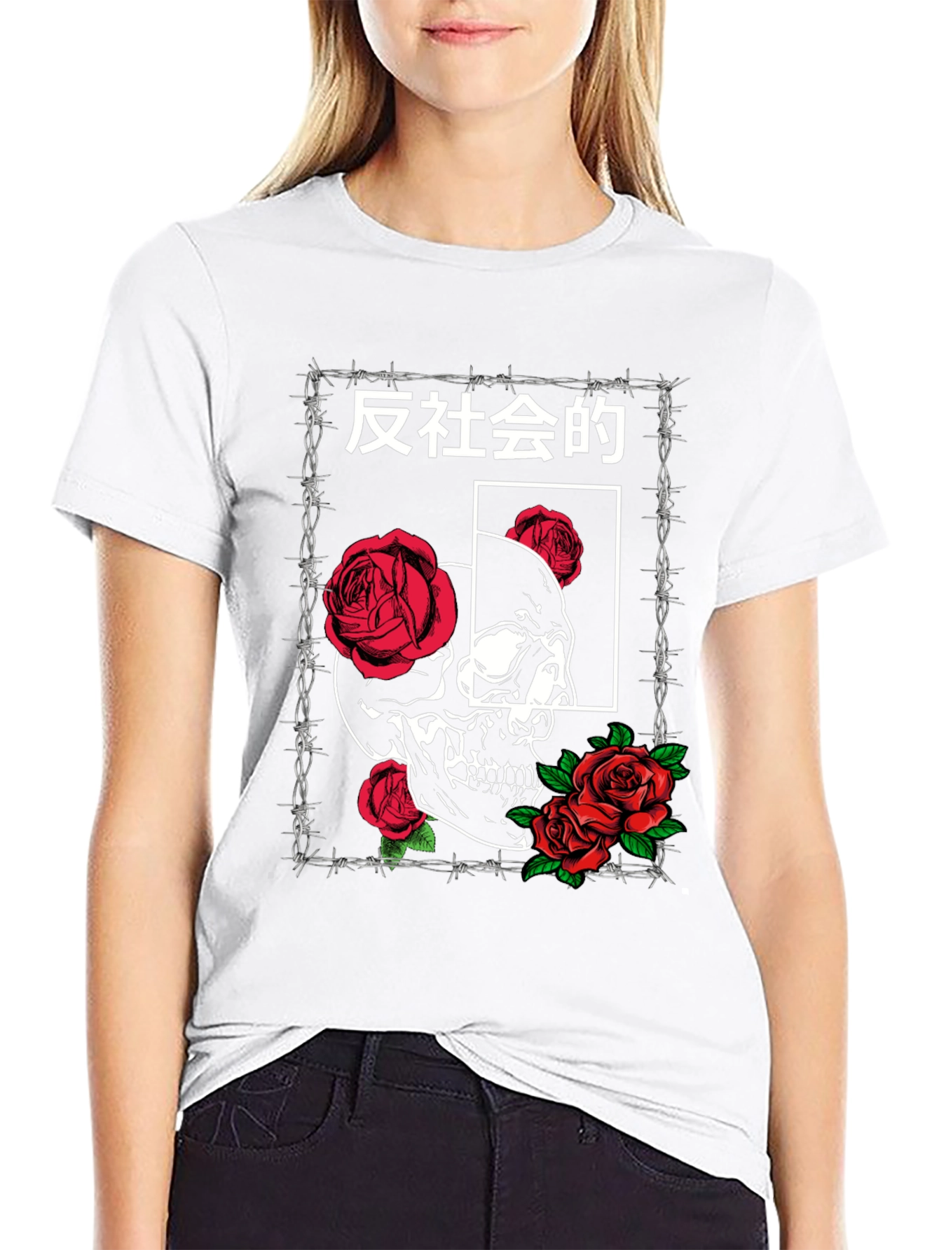 Skull & Roses Graphic Tee - Anti-Social Design