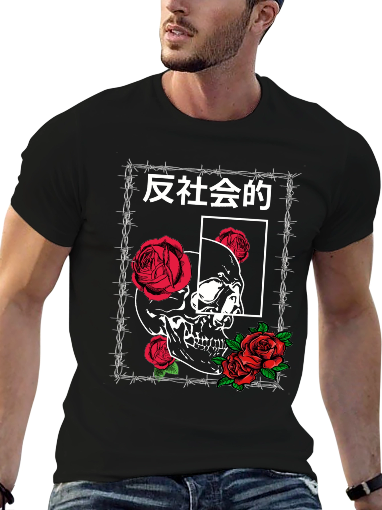 Skull & Roses Graphic Tee - Anti-Social Design