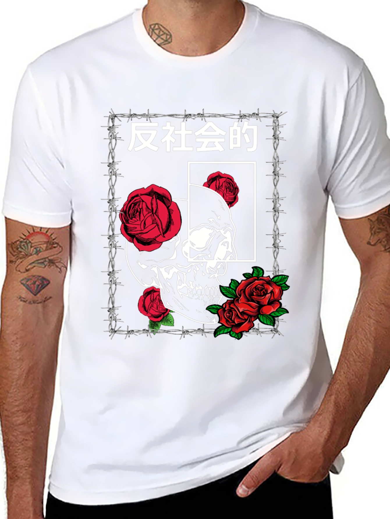 Skull & Roses Graphic Tee - Anti-Social Design