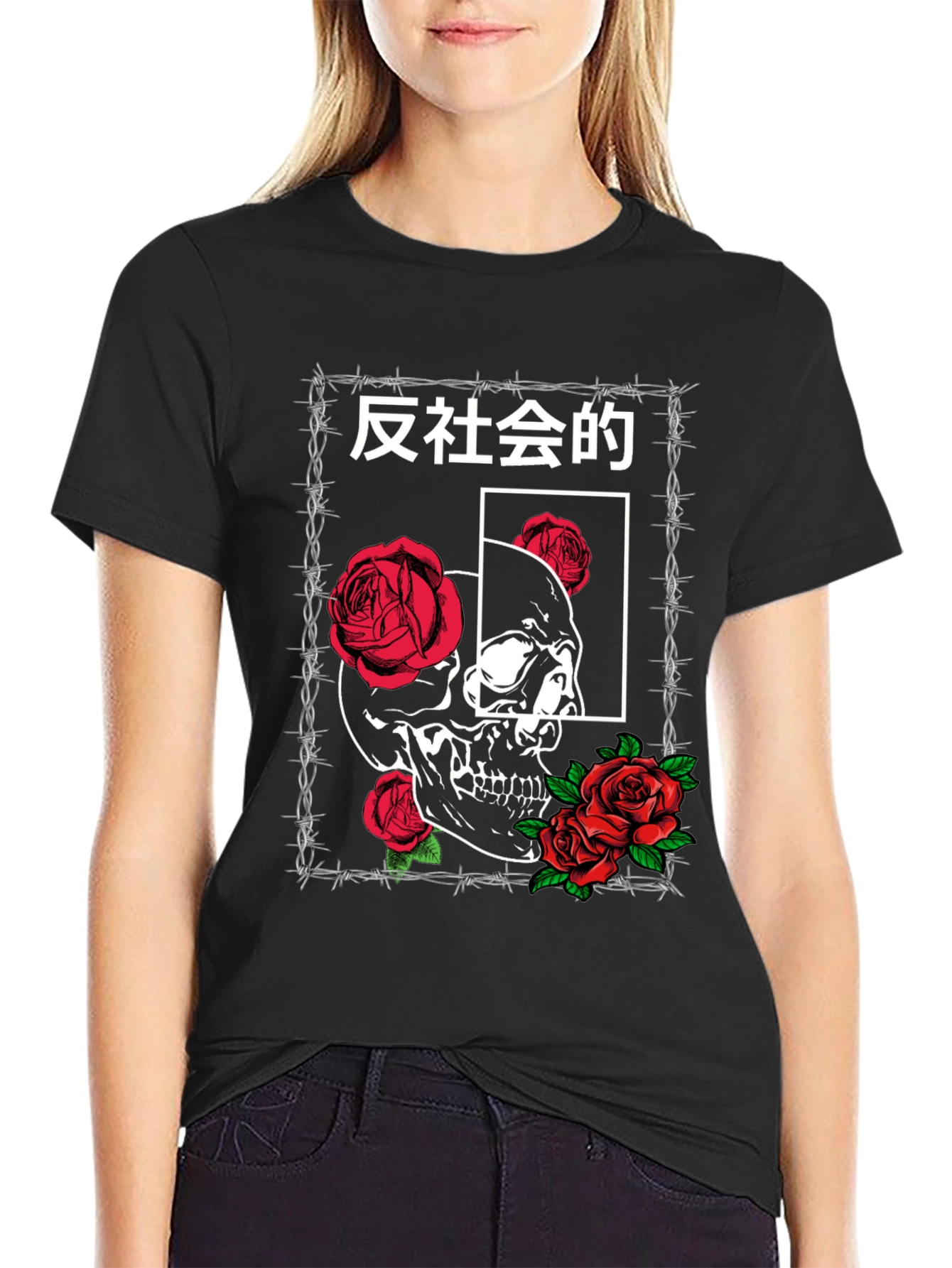 Skull & Roses Graphic Tee - Anti-Social Design