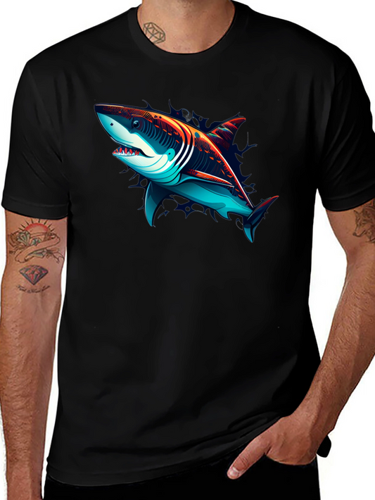 Shark Graphic T-Shirt - Black Cotton Tee