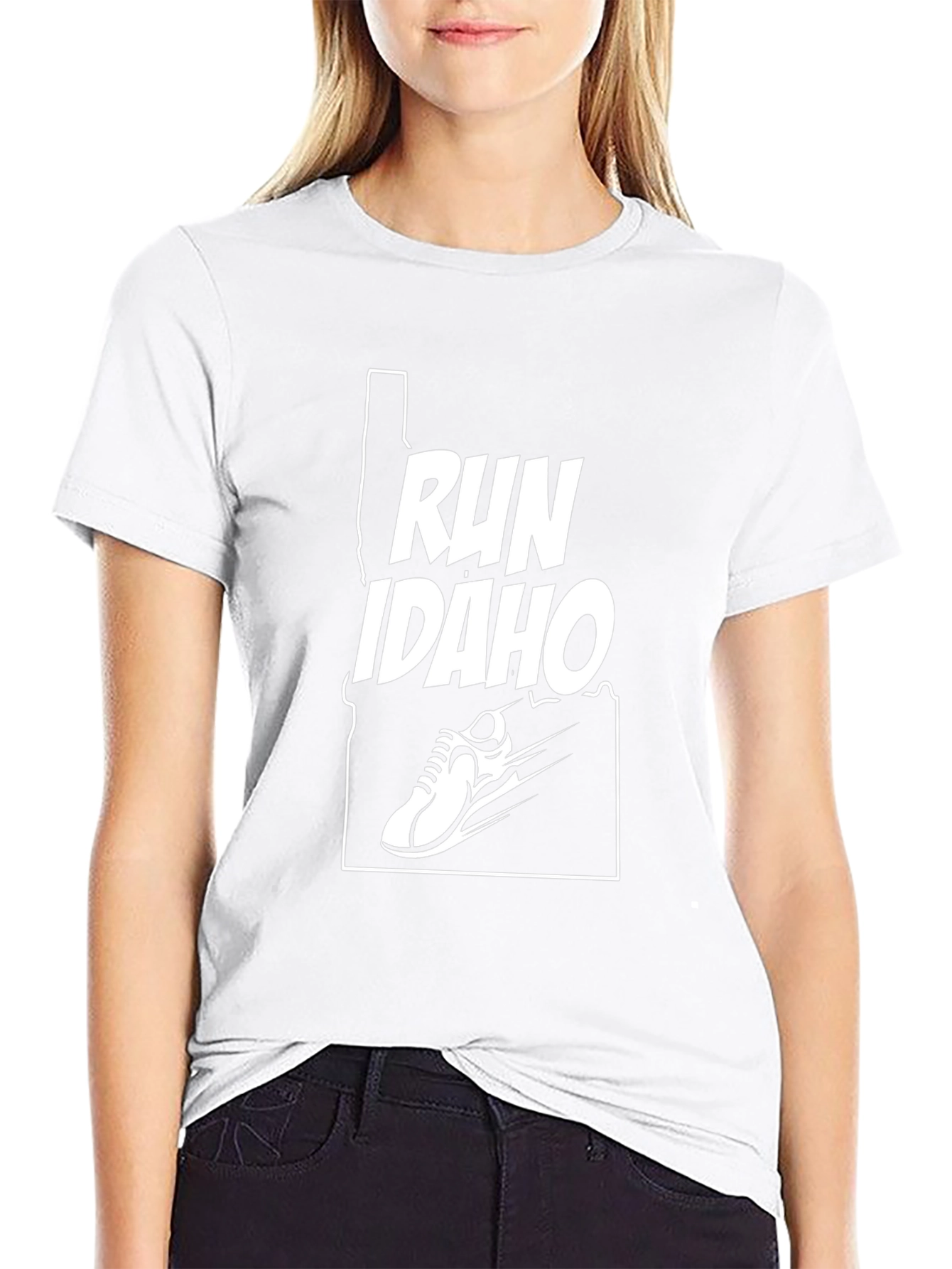 Run Idaho T-Shirt - Black Running Shoe Design