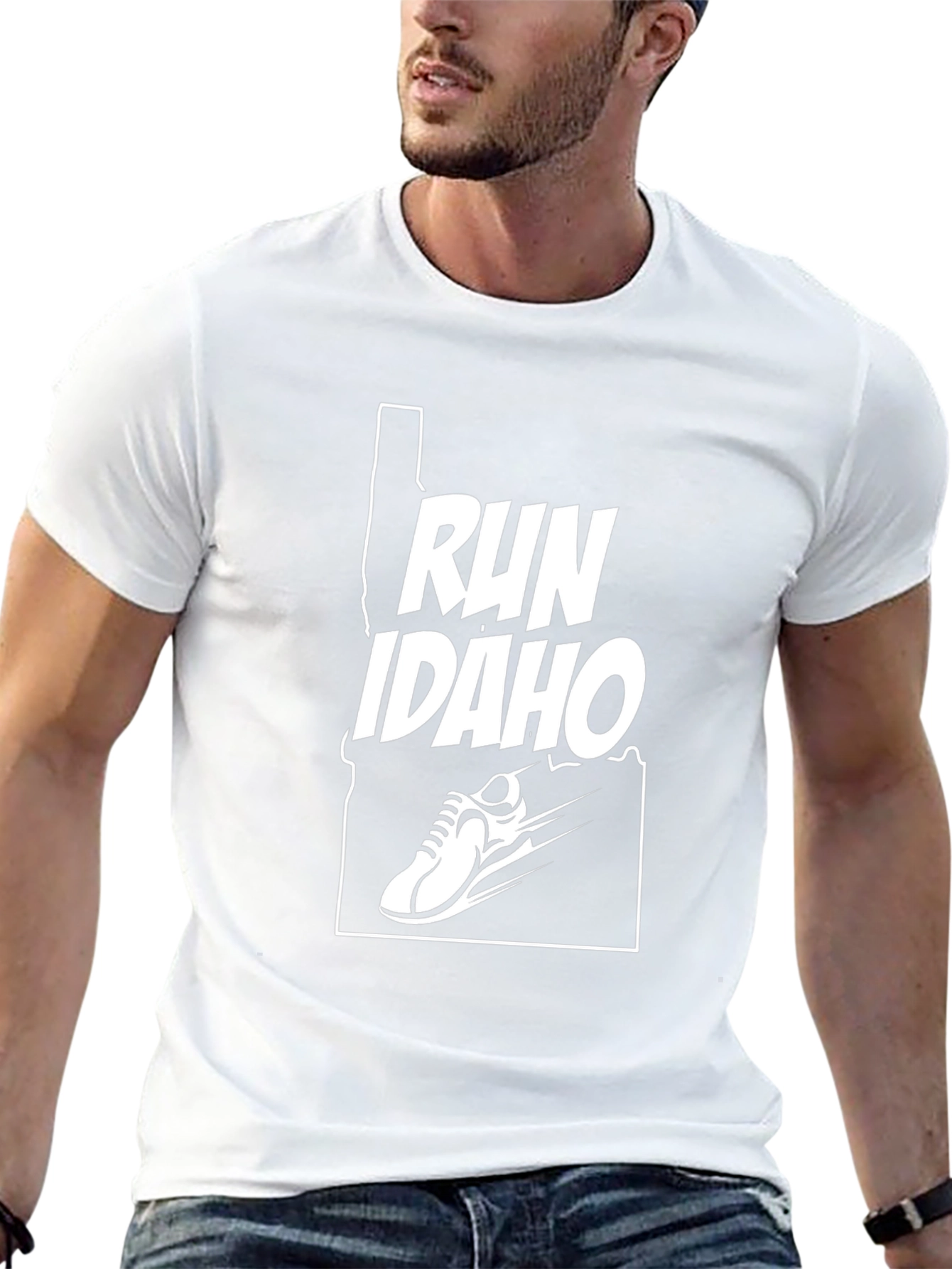 Run Idaho T-Shirt - Black Running Shoe Design