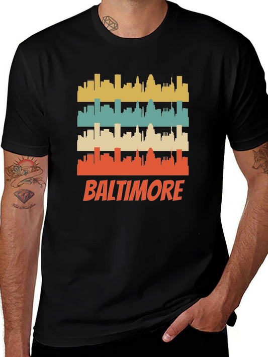 Retro Baltimore Skyline Graphic Tee