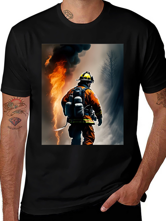 Firefighter Graphic T-Shirt - Black Cotton Tee