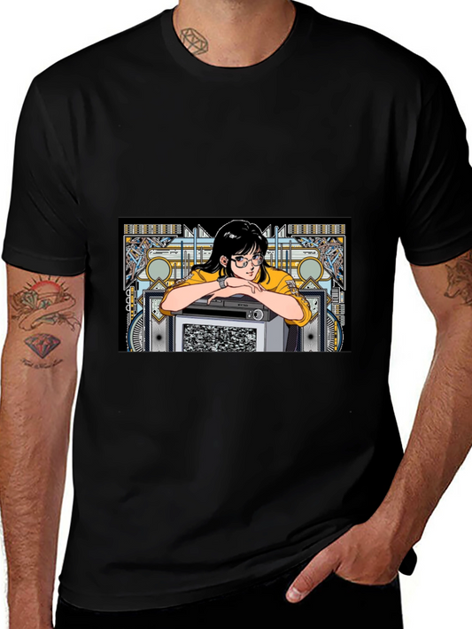 Anime Girl TV Retro Graphic T-Shirt