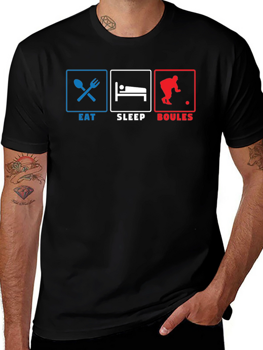 Eat Sleep Boules T-Shirt - Funny French Petanque Design
