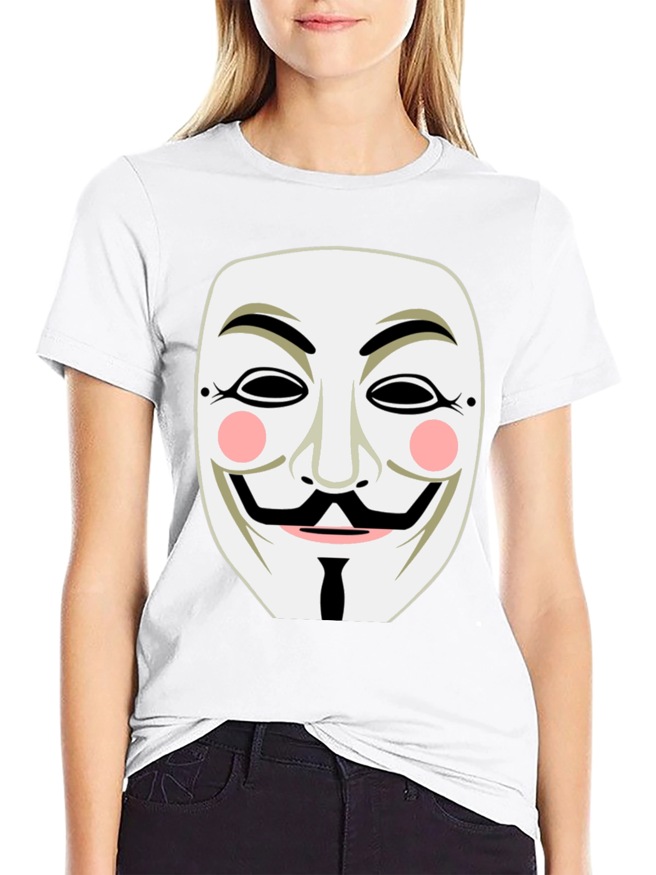 Anonymous Mask Graphic Tee - Black Cotton T-Shirt