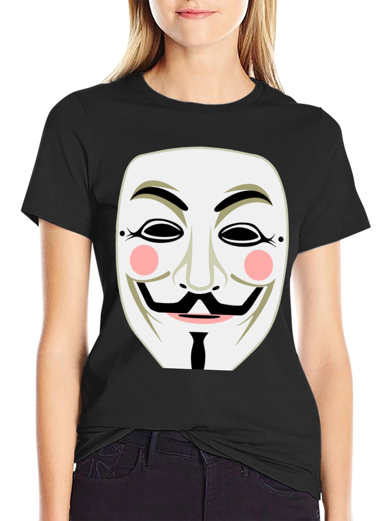 Anonymous Mask Graphic Tee - Black Cotton T-Shirt