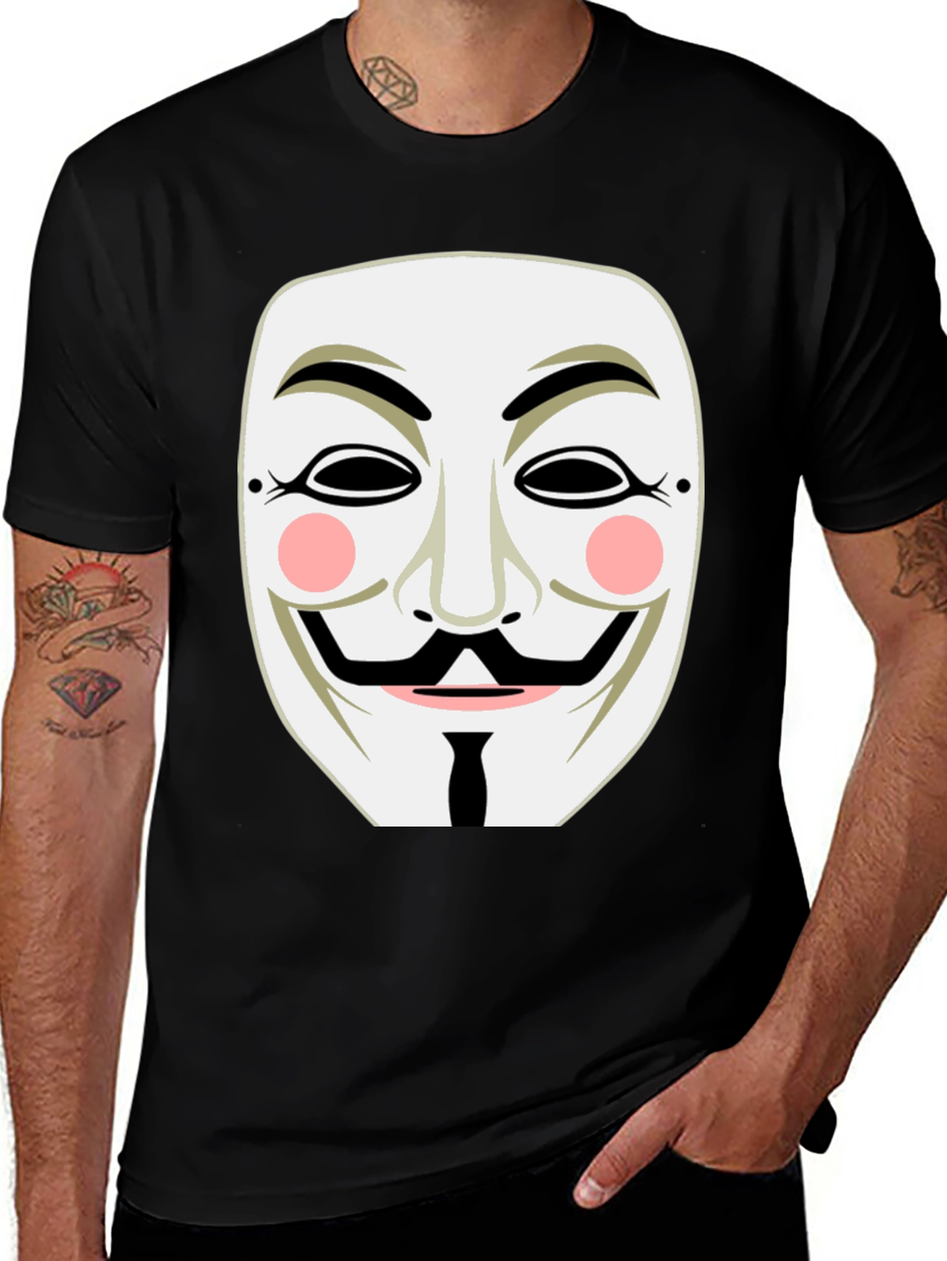 Anonymous Mask Graphic Tee - Black Cotton T-Shirt