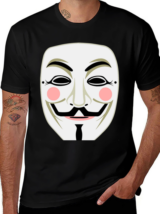 Anonymous Mask Graphic Tee - Black Cotton T-Shirt