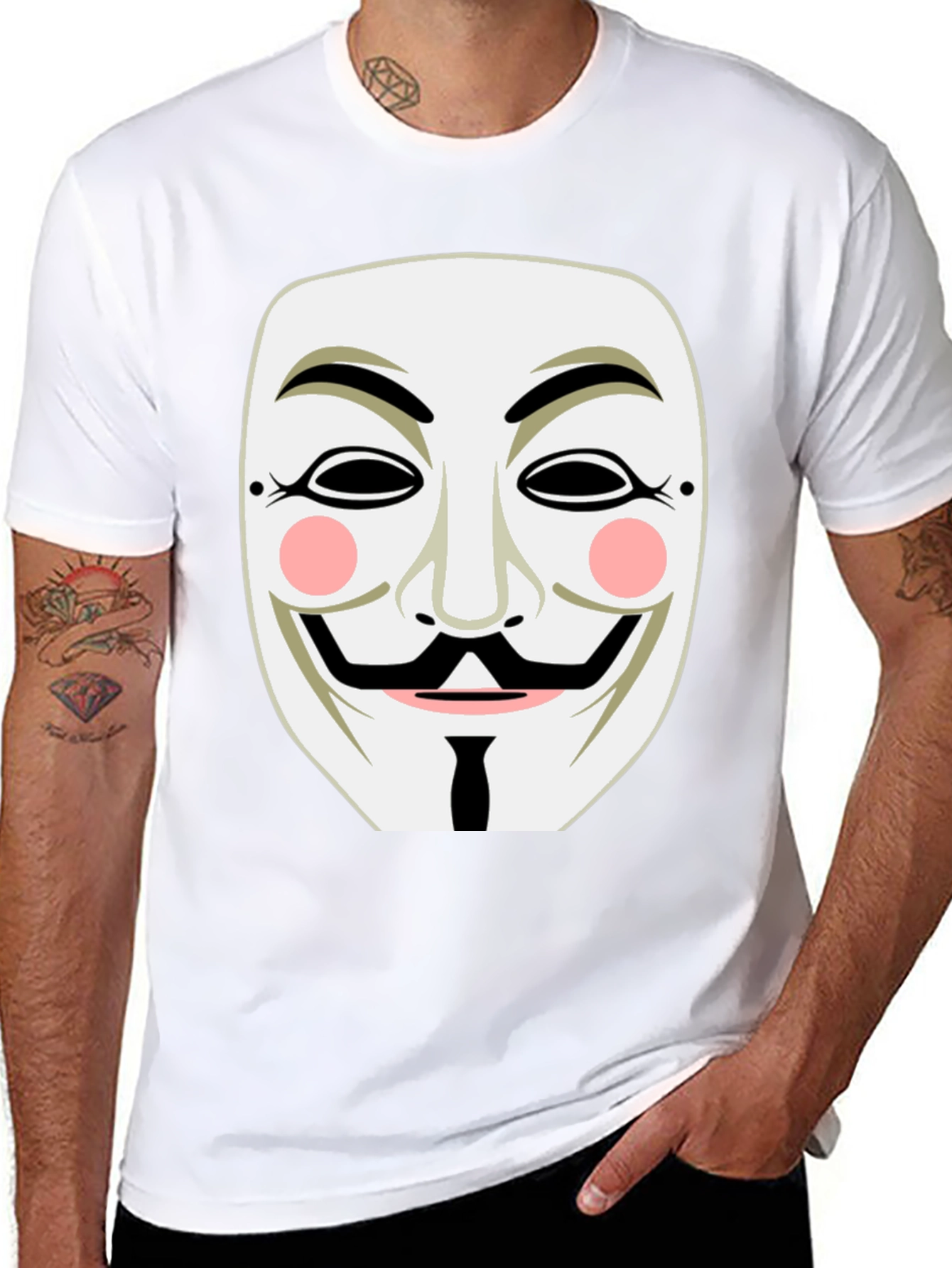 Anonymous Mask Graphic Tee - Black Cotton T-Shirt